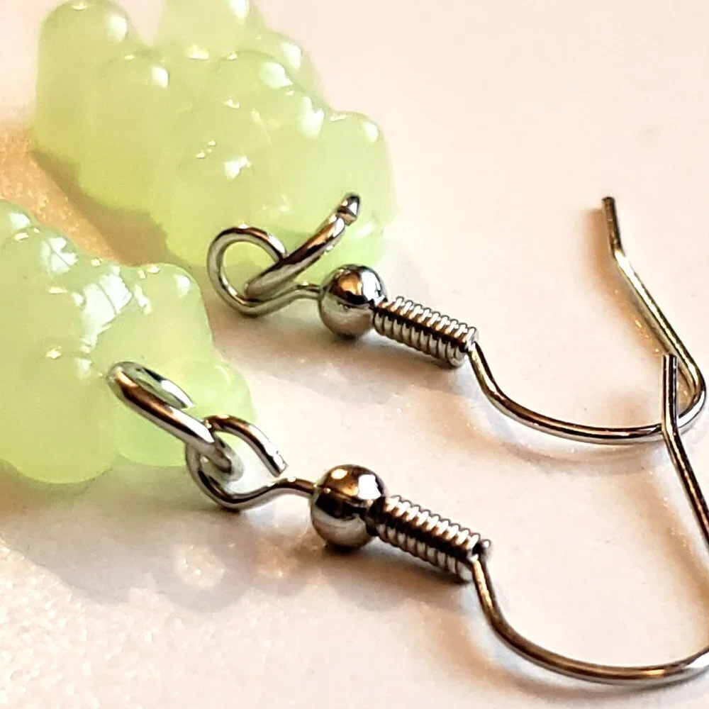Green Pastel Gummy Bear Earrings
